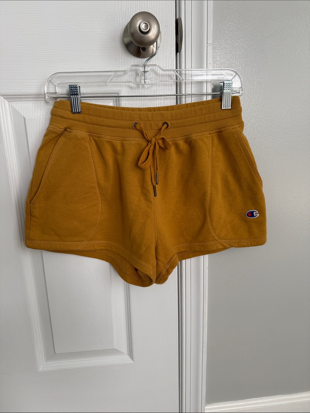 Champion Women's Mustard Drawstring Fleece Shorts - Gold Tone